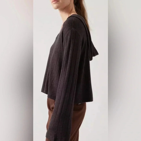 Athleta Harmony Hoodie Sweatshirt in Mahogany Heather Textured Lightweight - Picture 2 of 9